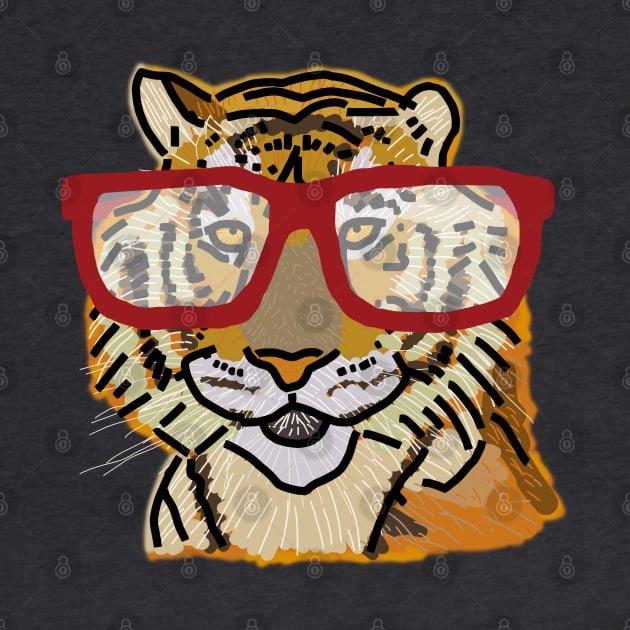 Portrait of Big Cat with Glasses by ellenhenryart